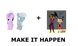 Size: 1337x796 | Tagged: safe, diamond tiara, silver spoon, g4, brit crust, exploitable meme, make it happen, meta, my life as a teenage robot, tiff crust