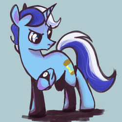 Size: 600x600 | Tagged: safe, artist:daeternal, minuette, pony, unicorn, g4, clock, crest (r63), male, rule 63, solo, stallion