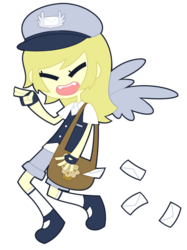 Size: 653x871 | Tagged: safe, artist:nekozneko, derpy hooves, human, g4, humanized, mail, simple background, solo, transparent background, winged humanization