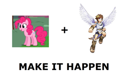 Size: 1281x764 | Tagged: safe, pinkie pie, g4, exploitable meme, kid icarus, kid icarus: uprising, make it happen, meta, pit (kid icarus)