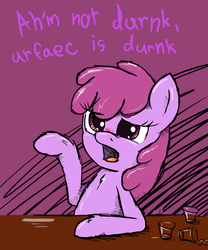 Size: 500x600 | Tagged: safe, artist:redcladhero, berry punch, berryshine, earth pony, pony, g4, blushing, drunk, female, mare, open mouth, solo