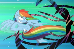 Size: 6000x4000 | Tagged: safe, artist:loosepopcorn, rainbow dash, g4, action pose, fight, tentacles