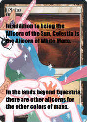 Size: 713x1000 | Tagged: safe, princess celestia, g4, headcanon, magic the gathering, text