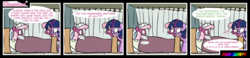 Size: 4300x1000 | Tagged: dead source, safe, artist:slitherpon, cheerilee, twilight sparkle, earth pony, pony, g4, 80s, 80s cheerilee, back to the future, bandage, cheerilee squared, comic, hospital, injured, self paradox, self ponidox