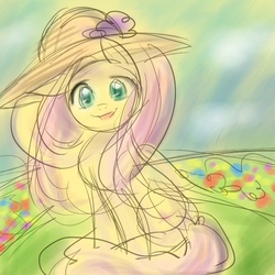 Size: 600x600 | Tagged: safe, artist:keterok, fluttershy, g4, hat