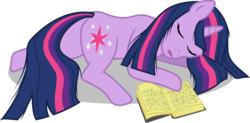 Size: 6092x3000 | Tagged: safe, artist:mandydax, twilight sparkle, g4, book, simple background, sleeping, transparent background, vector