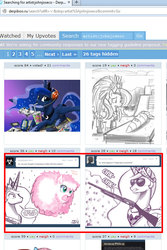 Size: 550x824 | Tagged: safe, artist:johnjoseco, princess celestia, princess luna, oc, oc:fluffle puff, derpibooru, princess molestia, g4, exploitable meme, juxtaposition, juxtaposition win, url