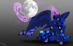 Size: 5500x3500 | Tagged: safe, artist:ultimiant, princess luna, pony, g4, female, magic, moon, raised hoof, solo