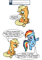 Size: 1398x1988 | Tagged: safe, artist:sketchyjackie, applejack, rainbow dash, g4, ask, female, filly, filly applejack, filly rainbow dash, my little filly, younger