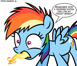 Size: 500x429 | Tagged: safe, artist:sketchyjackie, rainbow dash, pony, g4, ask, burp, female, filly, filly rainbow dash, fire, fire breath, fire breathing, firebreathing, my little filly, solo, spicy, younger