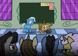 Size: 4300x3099 | Tagged: safe, artist:wolframclaws, apple polish, arpeggio, crystal clear, top marks, trixie, pony, unicorn, g4, background pony, dreamworks, exam, female, filly, filly trixie, male, mare, mushroom, origins, princess celestia's school for gifted unicorns, shrek, shrek 2, stallion, younger