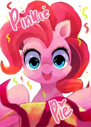 Size: 442x618 | Tagged: safe, artist:suikuzu, pinkie pie, earth pony, pony, g4, female, looking at you, present, solo