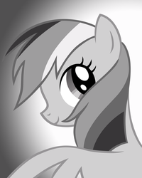 Size: 2400x3000 | Tagged: safe, artist:t-dijk, rainbow dash, pony, g4, the mysterious mare do well, black and white, bust, female, grayscale, high res, monochrome, photo, portrait, poster, solo