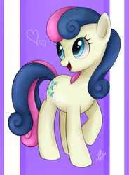 Size: 762x1035 | Tagged: safe, artist:mn27, bon bon, sweetie drops, earth pony, pony, g4, adorabon, cute, cutie mark, female, heart, hooves, mare, open mouth, raised hoof, smiling, solo