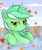 Size: 600x711 | Tagged: safe, artist:mn27, lyra heartstrings, pony, unicorn, g4, autumn, autumn leaves, crying, female, frown, hot tub, leaves, maple leaf, raised eyebrow, sad, solo, water