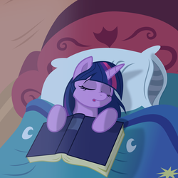 Size: 5000x5000 | Tagged: dead source, safe, artist:joey darkmeat, artist:mamandil, twilight sparkle, pony, g4, absurd resolution, bed, book, cute, female, sleeping, solo, twiabetes