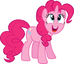 Size: 6000x5233 | Tagged: safe, artist:sapoltop, pinkie pie, alicorn, pony, unicorn, g4, absurd resolution, alicornified, female, happy, looking up, open mouth, pinkiecorn, race swap, simple background, smiling, solo, this will end in tears, transparent background, unicorn pinkie pie, vector, xk-class end-of-the-world scenario