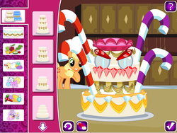 Size: 1024x768 | Tagged: dead source, safe, applejack, earth pony, pony, g4, cake, candy, evil, female, game, mare, solo, wedding, wedding cake creator