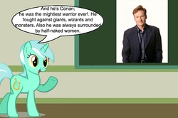 Size: 887x588 | Tagged: safe, lyra heartstrings, g4, chalkboard, conan o'brien, conan the barbarian, human studies101 with lyra, meme, photo