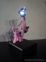 Size: 1024x1365 | Tagged: safe, artist:sameasusual, twilight sparkle, pony, g4, customized toy, glowing eyes, irl, photo, toy