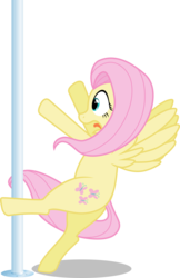 Size: 6000x9241 | Tagged: safe, artist:mandydax, fluttershy, pony, g4, absurd resolution, bipedal, female, pole dancing, simple background, solo, transparent background, vector