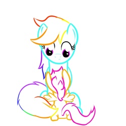 Size: 1024x1024 | Tagged: safe, artist:living_dead, rainbow dash, scootaloo, g4, outline, scootalove