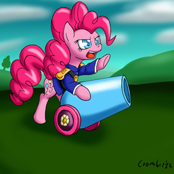 Size: 1200x1200 | Tagged: safe, artist:crombiettw, pinkie pie, earth pony, pony, g4, female, party cannon, solo