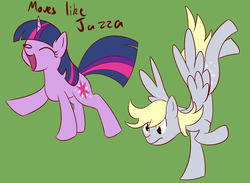 Size: 1100x804 | Tagged: safe, artist:whatsapokemon, derpy hooves, twilight sparkle, pegasus, pony, g4, dancing, duo, female, mare