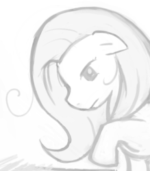 Size: 500x571 | Tagged: safe, artist:luna-sedata, fluttershy, pony, g4, female, monochrome, solo