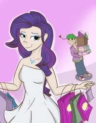 Size: 665x850 | Tagged: safe, artist:lolepopenon, rarity, spike, human, g4, duo, female, humanized, male, ship:sparity, shipping, shopping, straight