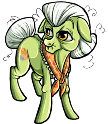 Size: 433x500 | Tagged: safe, artist:fatehound, granny smith, earth pony, pony, g4, elderly, female, mare, simple background, smiling, solo