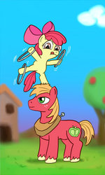 Size: 400x668 | Tagged: safe, artist:fadri, apple bloom, big macintosh, earth pony, pony, g4, loop-de-hoop, male, stallion