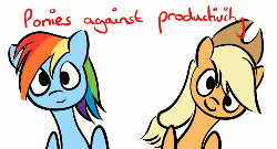 Size: 500x270 | Tagged: safe, artist:redesine, applejack, rainbow dash, earth pony, pegasus, pony, g4, animated, duo, female, i have done nothing productive all day, simple background, white background