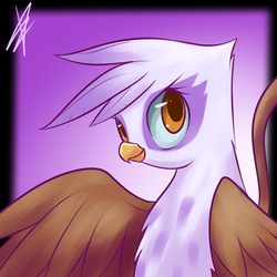 Size: 1000x1000 | Tagged: safe, artist:mister-markers, gilda, griffon, g4, cute, female, gilda is amused, gildadorable, looking away, solo, spread wings