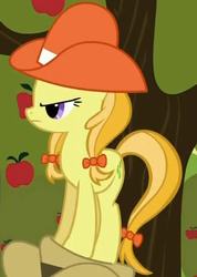 Size: 333x467 | Tagged: safe, screencap, jonagold, marmalade jalapeno popette, earth pony, pony, g4, over a barrel, angry, apple family member, background pony, bow, cowboy hat, cropped, female, hair bow, hat, mare, solo, tail bow