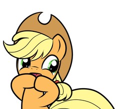 Size: 800x700 | Tagged: safe, artist:grumblepluck, applejack, earth pony, pony, g4, female, reaction image, simple background, solo, white background