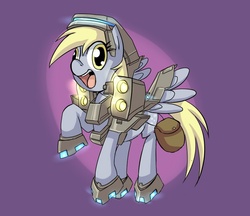Size: 840x725 | Tagged: safe, artist:uc77, derpy hooves, pegasus, pony, g4, armor, bag, female, mare, solo