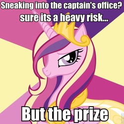 Size: 600x600 | Tagged: safe, princess cadance, pony, g4, advice meme, bust, caption, female, image macro, impact font, mare, mass effect, meme, solo