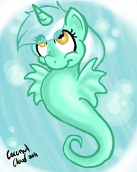 Size: 348x435 | Tagged: safe, artist:veritasket, lyra heartstrings, sea pony, unicorn, g4, bubble, crepuscular rays, flowing mane, horn, ocean, scales, seapony lyra, solo, sunlight, swimming, underwater, water