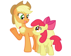 Size: 650x510 | Tagged: dead source, safe, artist:jaceleo, apple bloom, applejack, g4, female, filly, mare, raised hoof, simple background, transparent background, vector