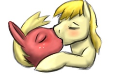 Size: 500x333 | Tagged: safe, big macintosh, braeburn, earth pony, pony, g4, duo, gay, incest, kiss on the lips, kissing, male, ship:braemac, shipping, simple background, stallion, white background