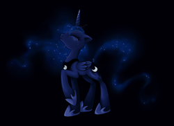 Size: 1981x1440 | Tagged: safe, artist:zeal-hime, princess luna, pony, g4, crying, eyes closed, female, raised hoof, solo