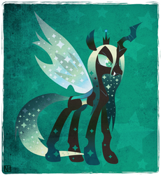 Size: 731x786 | Tagged: safe, artist:disfiguredstick, queen chrysalis, changeling, changeling queen, g4, crown, female, jewelry, regalia, solo, sparkly mane, sparkly tail, starry eyes, tail, wingding eyes