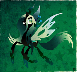 Size: 880x819 | Tagged: safe, artist:disfiguredstick, queen chrysalis, changeling, changeling queen, g4, crown, female, jewelry, regalia, solo, starry eyes, wingding eyes