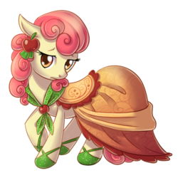 Size: 600x600 | Tagged: safe, artist:shinepawpony, apple bumpkin, earth pony, pony, g4, apple family member, clothes, dress, gala dress, simple background, transparent background