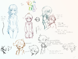 Size: 1428x1080 | Tagged: safe, artist:derpiihooves, rainbow dash, scootaloo, human, g4, dialogue, hug, humanized, sketch