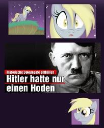 Size: 405x496 | Tagged: safe, derpy hooves, pegasus, pony, g4, adolf hitler, discovery meme, exploitable meme, female, german, hitler only had one ball, mare, meme