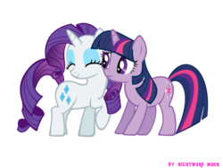 Size: 2000x1500 | Tagged: safe, artist:nightmaremoons, rarity, twilight sparkle, pony, unicorn, g4, duo, duo female, eyes closed, female, mare, simple background, transparent background, unicorn twilight, vector