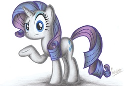 Size: 2332x1624 | Tagged: safe, artist:patoriotto, rarity, pony, g4, pixiv, shrug, solo, traditional art