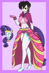 Size: 900x1350 | Tagged: safe, artist:kloudmutt, rarity, human, g4, breasts, busty rarity, clothes, dress, female, gala dress, masking, ponyrumi